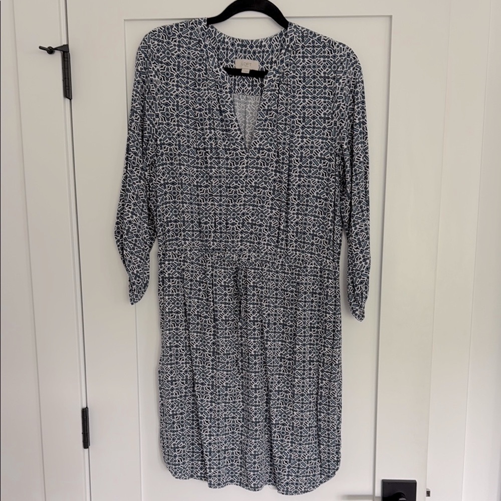 LOFT Outlet Blue and White V-Neck Dress